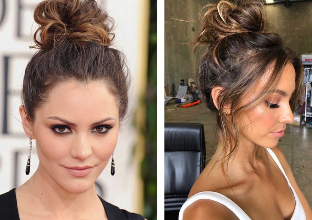 50+ Updo Hairstyles That're So Stylish : Blonde Messy High Bun