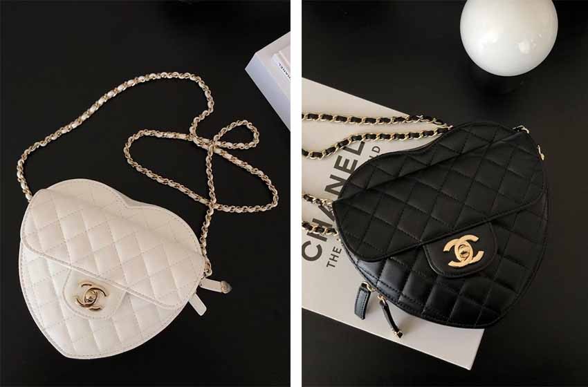 Chanel Lambskin Quilted CC in Love Heart Zipped Arm Coin Purse Black