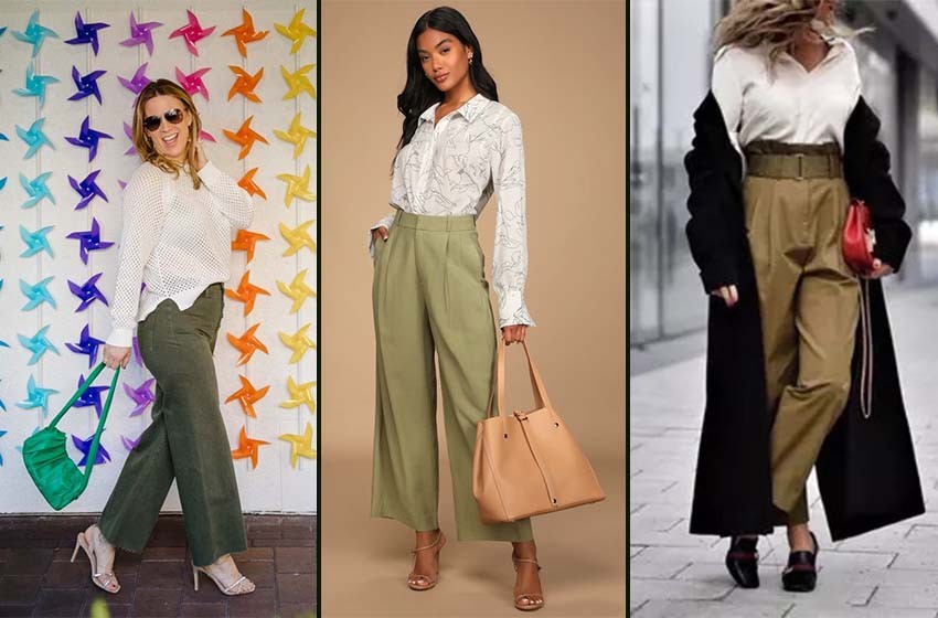 Buy Sheczzar Green Regular Fit Flat Front Trousers for Women's Online @  Tata CLiQ